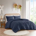 3PC Full/queen Elise Clip Jacquard Duvet Cover Set Navy - Intelligent Design. Fixed Price $21.99.