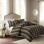 Madison Park Soft Plush Comforter Set Faux Fur Animal Stripes Brown King.. Fixed Price $99.99.