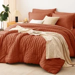 Queen Comforter Set Burnt Orange Seersucker 7 Pieces Cozylux Sheets Terracotta. Fixed Price $104.99.