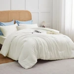 Cozylux Queen Comforter Set Ivory, 3 Pieces Solid Breathable Quilted Style Beddi. Fixed Price $66.41.