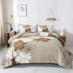 Menghomeus Taupe Floral Comforter Set Full Botanical Bedding. Fixed Price $66.42.