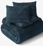 Mainstays Kids Dark Blue Solid Plush Ribbed Corduroy Comforter Set, Full/queen. Fixed Price $80.00.