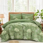 7 Piece King Size Floral Comforter Set Sage Green With Dandelion Design. Fixed Price $107.95.