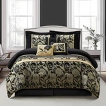 7-PIECE King Jacquard Floral Comforter Bedding Set, Black. Fixed Price $175.99.
