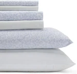 Crisp Cotton Percale Queen Bedding Set - Belle Blue Cashmere, 6 Pieces. Fixed Price $104.99.