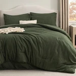 Bedsure Queen Comforter Set 7 Piece Dark Green Bag Bedding. Fixed Price $89.99.