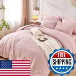 Decmay Full Comforter Set Sheets 7 Pieces Pink Bedding Cationic Dyeing. Fixed Price $61.68.