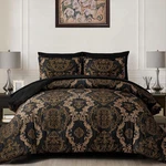 Wongs Bedding Black Comforter Set Queen Size, Gold Damask Texture 7 Pieces Be.... Fixed Price $80.91.