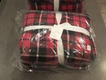 New Rare Pottery Barn Jackson Plaid Sherpa King Blanket Quilt Comforter. Fixed Price $199.50.