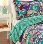 New Retired 2PC Vera Bradley Heather Reversible Twin Xl Comforter & Sham Set Nip. Fixed Price $219.50.