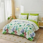 Queen Size Green Floral Print Comforter Set, 3 Piece All Season Soft Lightweight. Fixed Price $40.00.