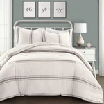 Lush Decor Farmhouse Stripe 3 Piece Reversible Comforter Bedding Set, King, Gray. Fixed Price $129.79.