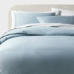 Full/queen Performance Sateen Duvet Cover And Sham Set Light Blue - Threshold. Fixed Price $27.99.