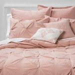 Threshold King Comforter Set 8 Piece Pinch Pleat Pink Blush Machine Washable. Fixed Price $150.00.
