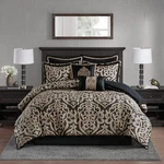 Madision Park Odette King Comforter Set, 8-PIECE Damask Jacquard, Black. Fixed Price $317.99.