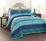 Royal Empire Reversible Cotton Quilt Set - 3 Piece Striped Bedding Bold &. Fixed Price $125.99.