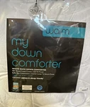 Bloomingdale's My Down Comforter, White Duck, Warm, Twin 70 X90 22OZ Fill. Fixed Price $150.00.