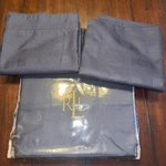 New Ralph Lauren Glen Plaid Navy Blue Bedskirt Queen + 2 Euro Shams. Fixed Price $75.00.