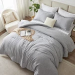 Cozylux Queen Comforter Set - 3 Pieces Light Grey Soft Luxury Cationic Dyeing. Fixed Price $49.73.