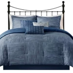 Madison Park Walter Seersucker 7 Pc Comforter Set Blue California King. Fixed Price $160.00.