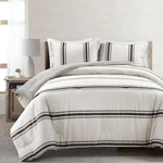 3 Pc Full/queen Farmhouse Stripe Black Reversible Duvet Set - Lush Decor. Fixed Price $24.99.