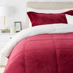 Amazon Basics Twin Xl Ultra-soft Micromink Sherpa Comforter Set Burgandy. Fixed Price $30.00.
