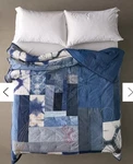 Uo Urban Renewal Blue Denim Embroidered Quilt Comforter Size Twin 64X78. Fixed Price $99.95.