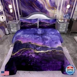 Erosebridal Purple Marble Bedding Set Abstract Gold Comforter. Fixed Price $130.77.