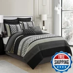 Lanco Modern Lifestyle Queen Comforter Set Black Gray Bedding Jacquard. Fixed Price $227.57.