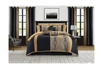 Stratford Park Elegant Black And Gold Comforter Set King Size, STRIPED,15 Pie.... Fixed Price $186.87.