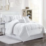 Grace 7-PIECE White Floral Chenille Embroidered Pleated Striped Comforter Set. Fixed Price $74.99.