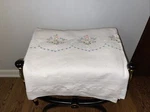 Preowned Sferra Ltd, 1PC Queen Quilt Cover 100% Cotton White W/blue/pink Emb. Fixed Price $795.00.