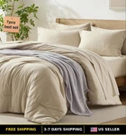 Homelike Moment California King Comforter Set 7 Piece, Beige Bed Bag. Fixed Price $97.52.
