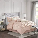 Madison Park Blush Piedmont Comforter Set (queen) 7PC: Ruched Faux Silk, Luxery. Fixed Price $81.00.