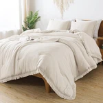 King Size Comforter Set Beige, 3 Pieces Boho Lightweight Tassel Fluffy Bedding. Fixed Price $70.95.