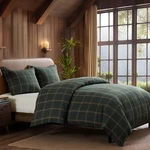 Windowpane Hunter Green Tan Plaid Modern Rustic King 3 Pc Comforter Bed Set. Fixed Price $335.00.