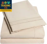 Supreme 1500 Queen Set - Beige Cream Luxury Bed & Pillowcases. Fixed Price $34.99.