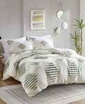Ink & Ivy Tahli Chenille Green Ivory Full/ Queen Duvet Shams Set Cotton Blend. Fixed Price $79.99.