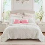 Armoire Collection Full/queen Ruffle Quilt 3PC Comforter Set White Polyester. Fixed Price $139.00.