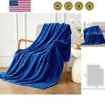 Machine Washable Royal Blue Flannel Throw Blanket 50X60'' - Perfect For Gifting. Fixed Price $21.99.