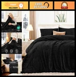 Fluffy King Size Comforter Set - Soft Faux Fur Stripe Jacquard Bedding, 3 Pieces. Fixed Price $72.19.
