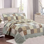 Country Floral Chic Scalloped Real Patchwork Cotton 3-PIECE Quilt Bedding Set. Fixed Price $81.99.