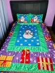 Vtg Snowman Holiday Comforter Set 2 Standard Shams Sz King Plus By Pem America. Fixed Price $48.75.