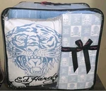 Hardy Queen Set Embossed Tigers&tattoo Designs Comforter,shams,pillow,sheets. Fixed Price $104.99.