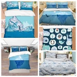 3D Iceberg Penguin Whale Animals Blue Quilt Cover Duvet Comforter Set. Fixed Price $144.99.