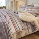 Cyusri Striped Sherpa Comforter Set 2PCS Fluffy Warm Fleece Down Alternative. Fixed Price $133.32.