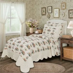 Vhc Rosehill Cottage Floral Scalloped Cotton 3PC Twin Quilt Set W/shams. Fixed Price $169.95.