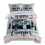 Hosima Happy Camping Decor Comforter Set,camouflage Camper Bedding Queen Size. Fixed Price $81.12.