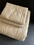 Nate Berkus Full Queen Duvet Cover Sham Set 3PC 100% Cotton Tan Khaki Jacquard. Fixed Price $54.00.