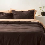 Full/queen Heavyweight Linen Blend Comforter And Sham Set Dark Fig - Casaluna. Fixed Price $59.99.